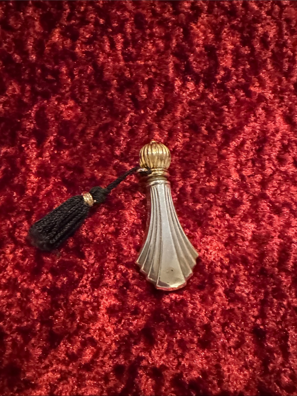 Towle Vintage Fan-Shaped Perfume Bottle Pendant with Tassel